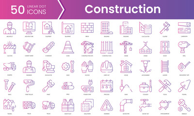 Set of construction icons. Gradient style icon bundle. Vector Illustration