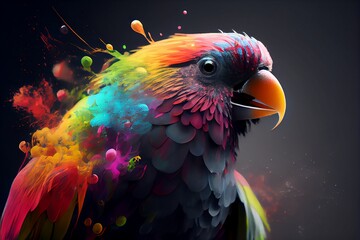 Colored parrot. Created with Generative AI technology.