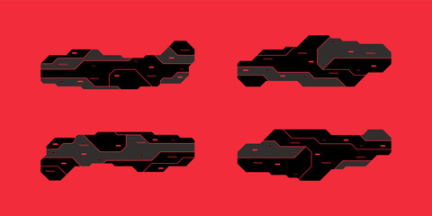 Naklejka premium HUD set frames, futuristic modern user interface elements, control panel, cyberpunk interface panel vector illustration set.