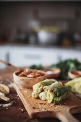 Lahana Sarma, Turkish traditional food,a boiled cabbage leaf that is formed into a roll with a stuffing of rice