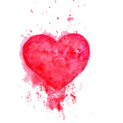 Light Red Splash Heart Hand Drawn Illustration. Valentine's Day Concept.