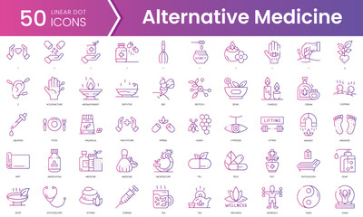 Fototapeta na wymiar Set of alternative medicine icons. Gradient style icon bundle. Vector Illustration