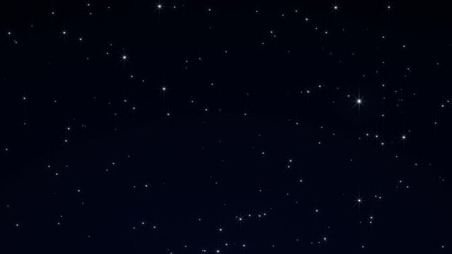 Starry night sky, starry night dark blue background with starlight sparkles twinkling and blinking in universe space. 4k looped animation