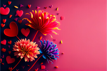 Beautiful background with heart and flowers
