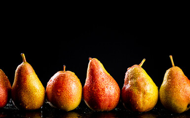 Ripe pears on the table. 