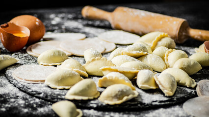 Fototapeta na wymiar Cooking homemade dumplings with potatoes. 