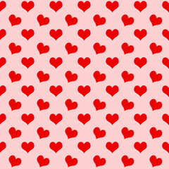 Red Hearts Happy Valentines Day.Hearts red seamless pattern on white background