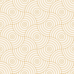 Overlapping pattern. Modern stylish texture. Repeating geometric tiles. Concentric gold circles background.