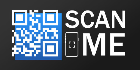 Scan me icon with QR code. QR code for mobile app, payment and identification. Qrcode tempate for mobile app 