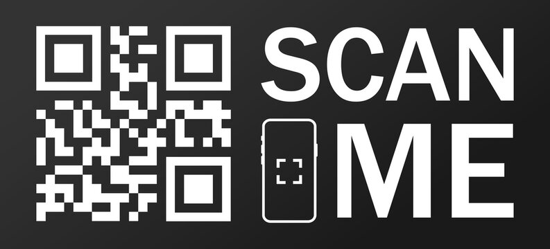 Scan me icon with QR code. QR code for mobile app, payment and identification. Qrcode tempate for mobile app 