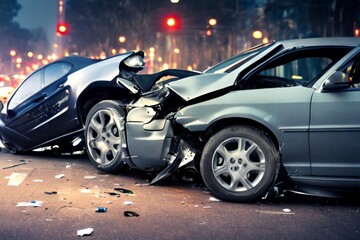 Obraz na płótnie Canvas AI generated illustration car crash in the city 