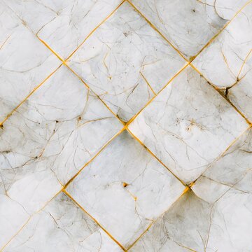 Random Pattern Composed Of White Marble Stone White And Gold Gothic Floor Style Minimalize Top Down Perspective Flat High Contrast Perfect White Balance Perfect Shadows Rough Surface 