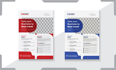 Corporate business flyer template design set with blue, and  red  color.
 marketing, business proposal, promotion, advertise, publication, cover page. new digital marketing flyer set

