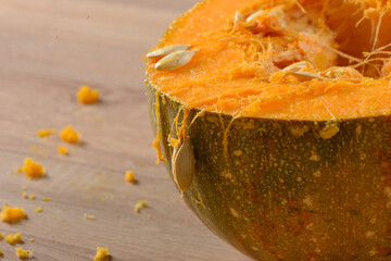 Pumpkins on a wooden background
