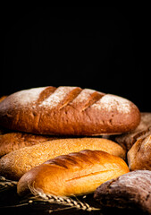 Different types of fresh homemade bread.