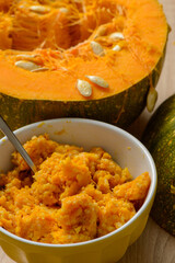 Pumpkins on a wooden background
