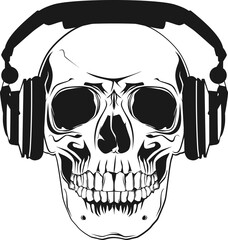 Skull with headphones. 