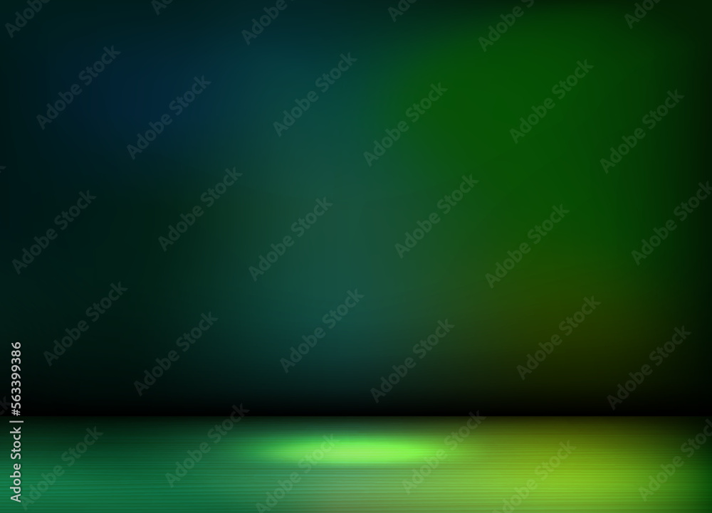 Aufkleber abstract illuminated empty dark green room. design template. 3d vector background