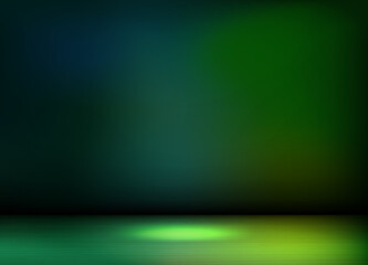 Abstract illuminated empty dark green room. Design template. 3d vector background