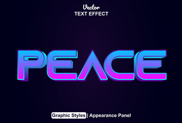 peace text effect with graphic style and editable.