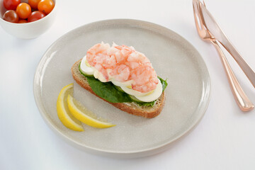 Shrimp and egg smorrebrod