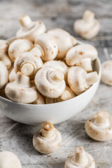 Full bowl with mushrooms on the table. 