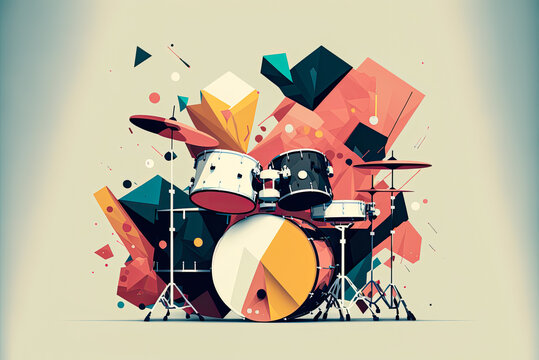Drum kit design, background, graphic. Generative AI
