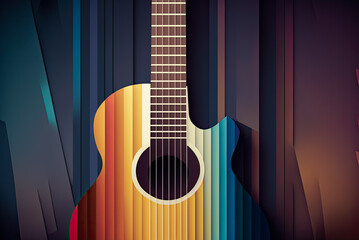 Acoustic guitar design, background, graphic. Generative AI