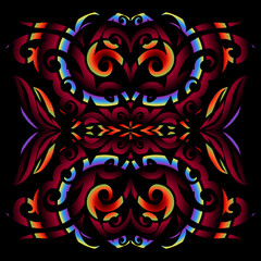 Beautiful colourful gradient line art of indonesian traditional abstract batik dayak ornament for design template elements commercial  ads