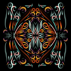 Beautiful colourful gradient line art of indonesian traditional abstract batik dayak ornament for design template elements commercial  ads