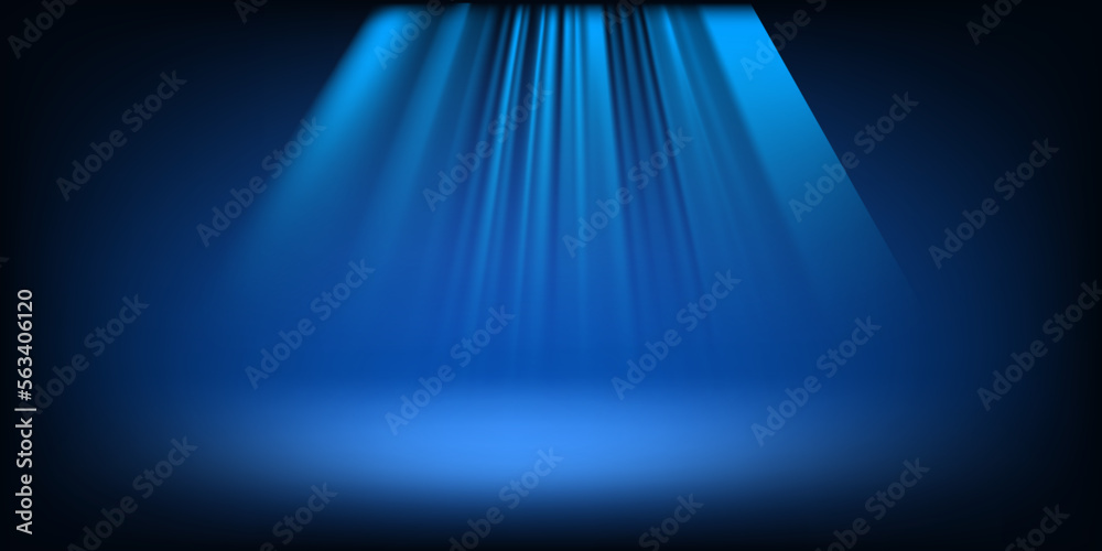 Aufkleber Abstract illuminated empty stage with bright projectors. Design template. 3d vector background