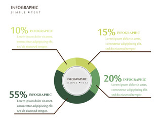 Infographics Four Sectors Circular Template.Business Vector Illustration in circular Design Style for presentation,infographics,creative,report,concept,topics research,analysis,review,website.
