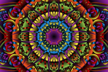 Beautiful colourful gradient line art of indonesian traditional abstract batik dayak ornament for design template elements commercial  ads