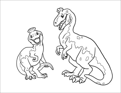 Cute dinosaur cryolophosaurus for coloring. Vector template for a coloring book with funny dinosaurs family. Coloring template for kids.	
