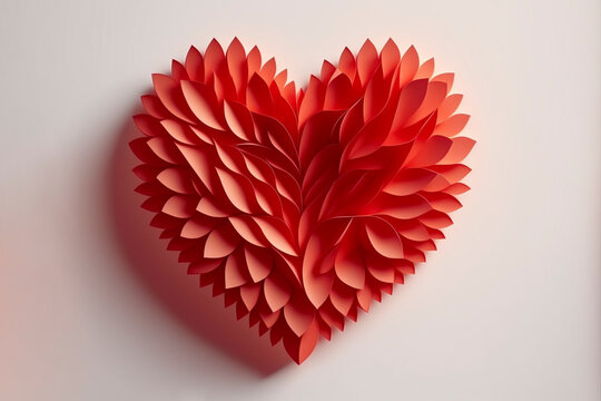 Red Flower Paper Heart - Generative Ai