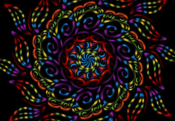 Beautiful colourful gradient line art of indonesian traditional abstract batik dayak ornament for design template elements commercial  ads