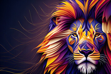 Lion design, copyspace, background, graphic. Generative AI