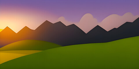 Mountain landscape with a dawn