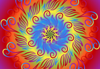 Beautiful colourful gradient line art of indonesian traditional abstract batik dayak ornament for design template elements commercial  ads