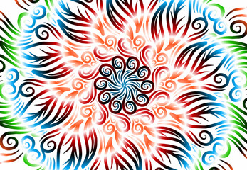 Beautiful colourful gradient line art of indonesian traditional abstract batik dayak ornament for design template elements commercial  ads