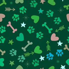 Animals cartoon seamless dog and cat footprints pattern for wrapping paper and fabrics and linens and kids