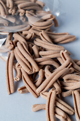 Variety of types and shapes of Italian pasta