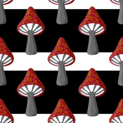 Cartoon autumn seamless mushrooms pattern for Halloween wrapping and kids accessories and clothes print