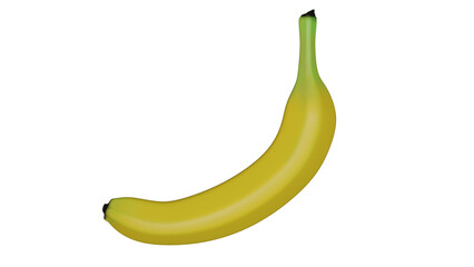 Yellow fresh banana isolated on transparent background. Minimal concept. 3D render