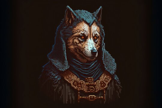 Fantasy Humanoid Dog, 32-bit Pixel Art 