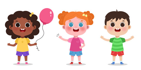 illustration three expressions of children