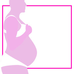 Fototapeta na wymiar Vector pregnant woman with panties and bra woman with pink ribbon