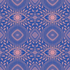 Abstract symbols turkeys seamless evil eyes magic pattern for wrapping paper and fabrics and linens 