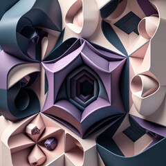 Purple and Blue Geometric Abstract 3D Render Design created with Generated AI technology