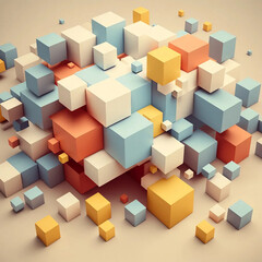 Minimalist Geometric Composition with Cubes - Abstract Cube Design